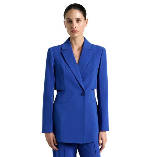 Cue Cobalt Side Storm Flap Detail Blazer